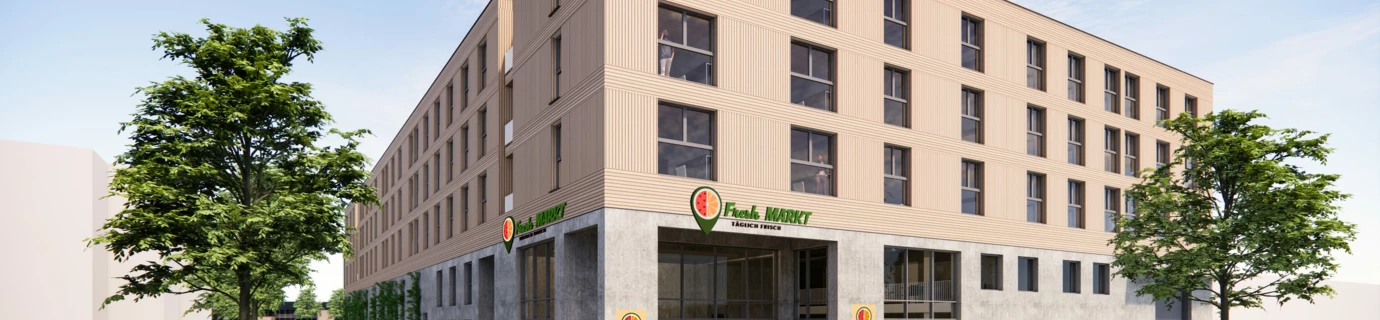 Holzbau-Überbauung-und-Aufstockung-Studentenwohnheim-Supermarkt