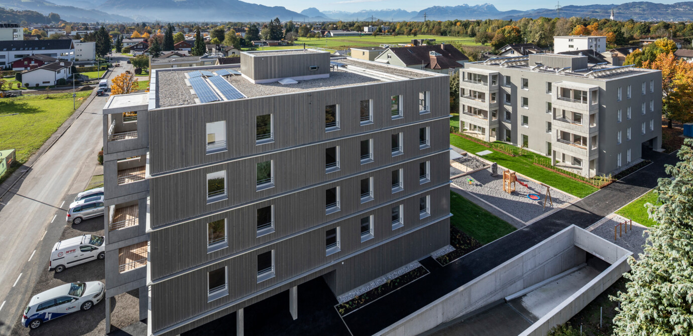 Bringt den leistbaren Wohnbau im Ländle voran: das Innovationsprojekt Wolfurt, Lerchenstraße. 
Bild: Weissengruber
