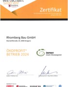 ÖKOPROFIT-Zertifikat Rhomberg Bau GmbH ÖKOPROFIT-Zertifikat Rhomberg Bau GmbH