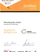 ÖKOPROFIT-Zertifikat Rhomberg Bau GmbH ÖKOPROFIT-Zertifikat Rhomberg Bau GmbH