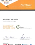 ÖKOPROFIT PLUS-Zertifikat Rhomberg Bau GmbH ÖKOPROFIT PLUS-Zertifikat Rhomberg Bau GmbH