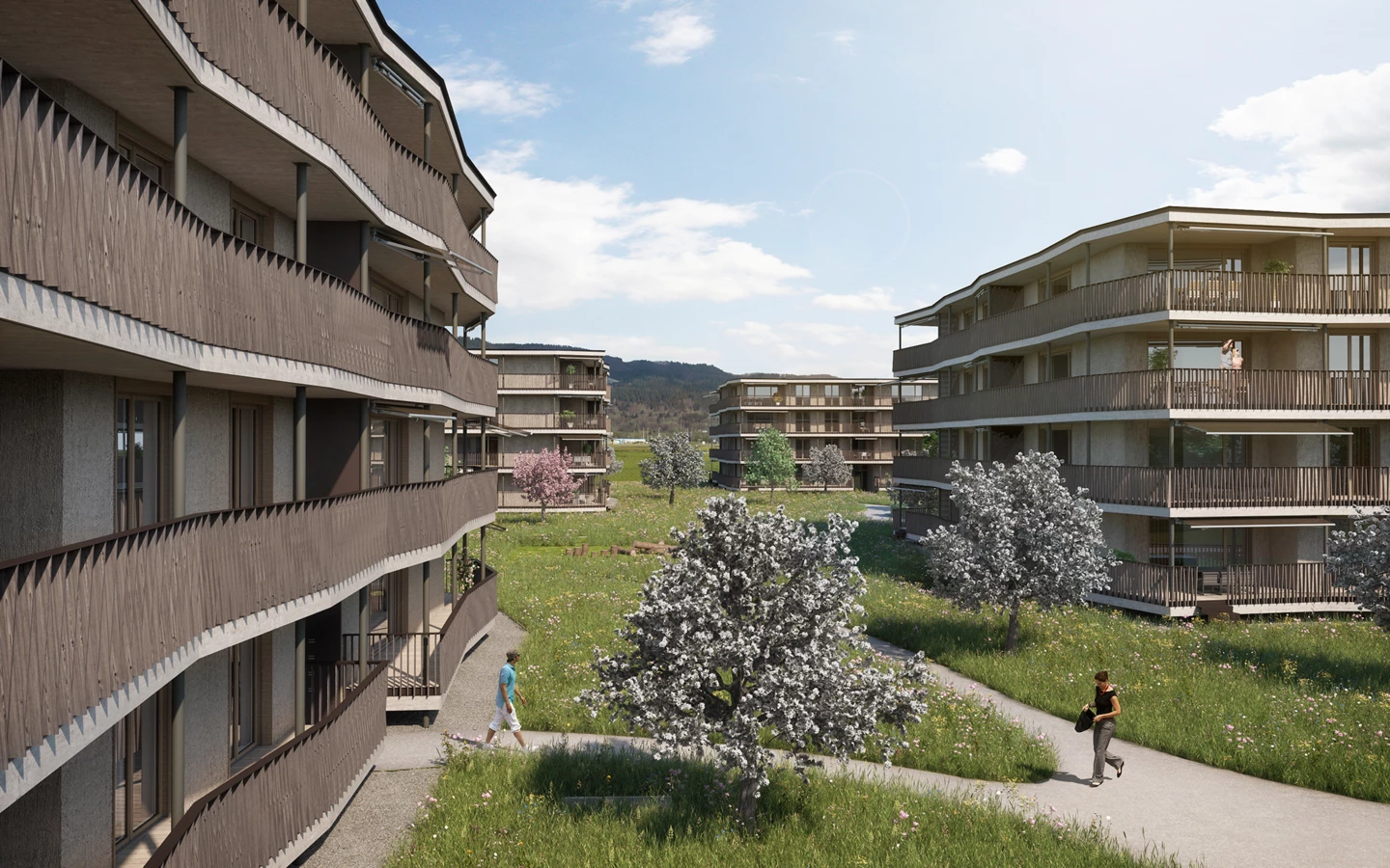 Die neue Wohnüberbauung "Neumatt Park" in Stein, Kanton St. Gallen. (Bildnachweis: Fortimo Invest, St. Gallen)