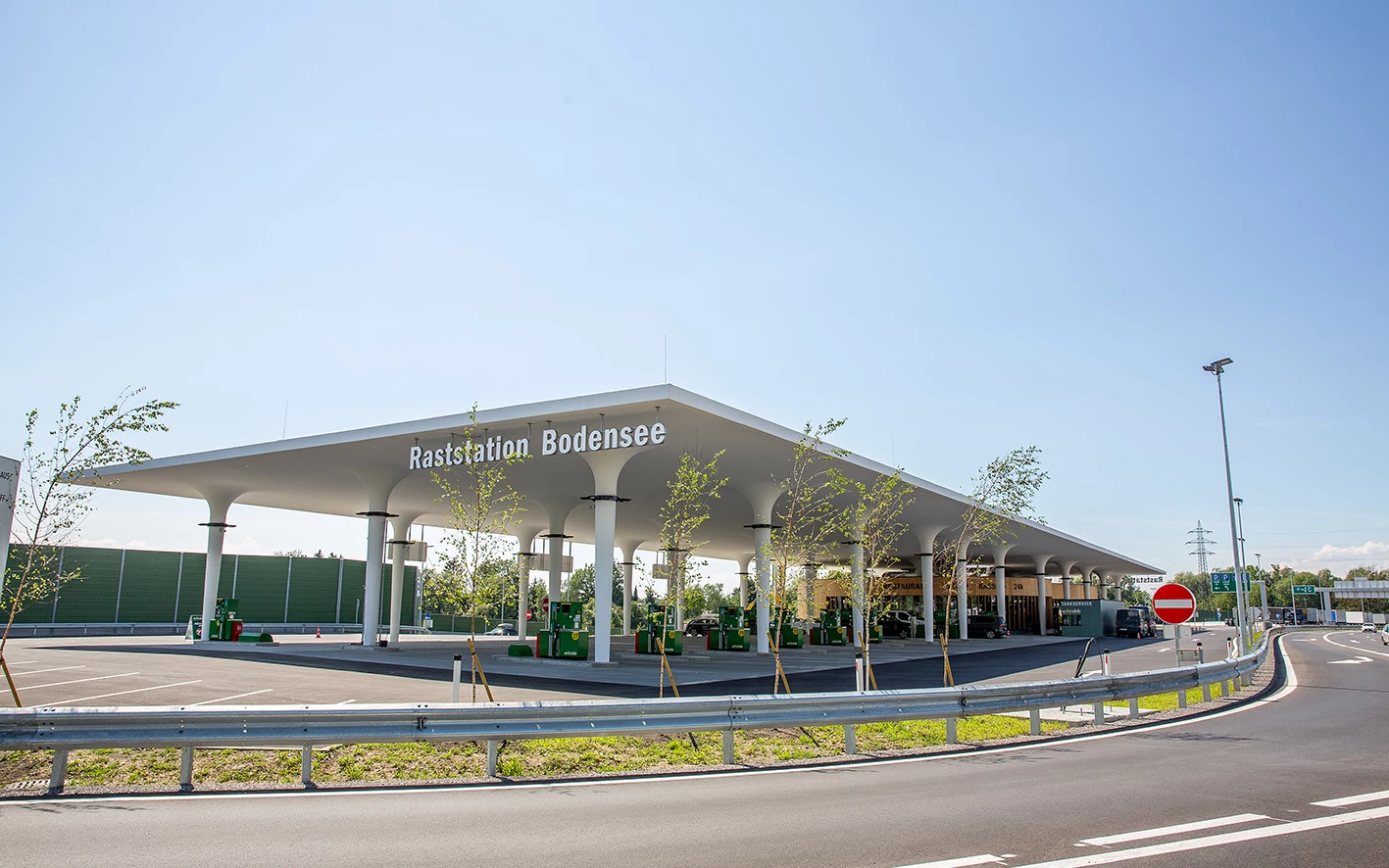 Die fertiggestellte Raststation Bodensee Hörbranz.