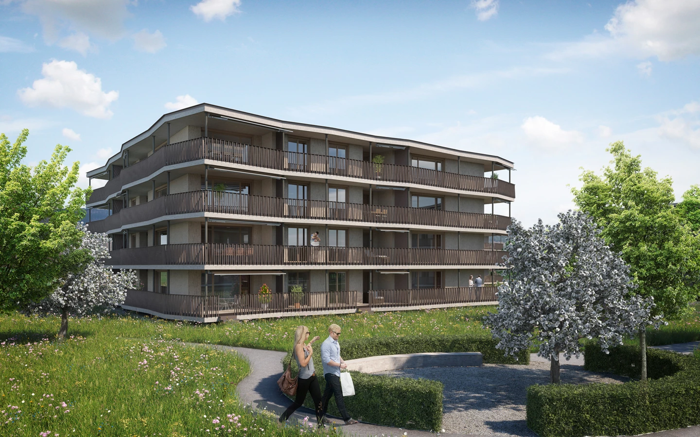 Die neue Wohnüberbauung "Neumatt Park" in Stein, Kanton St. Gallen. (Bildnachweis: Fortimo Invest, St. Gallen)