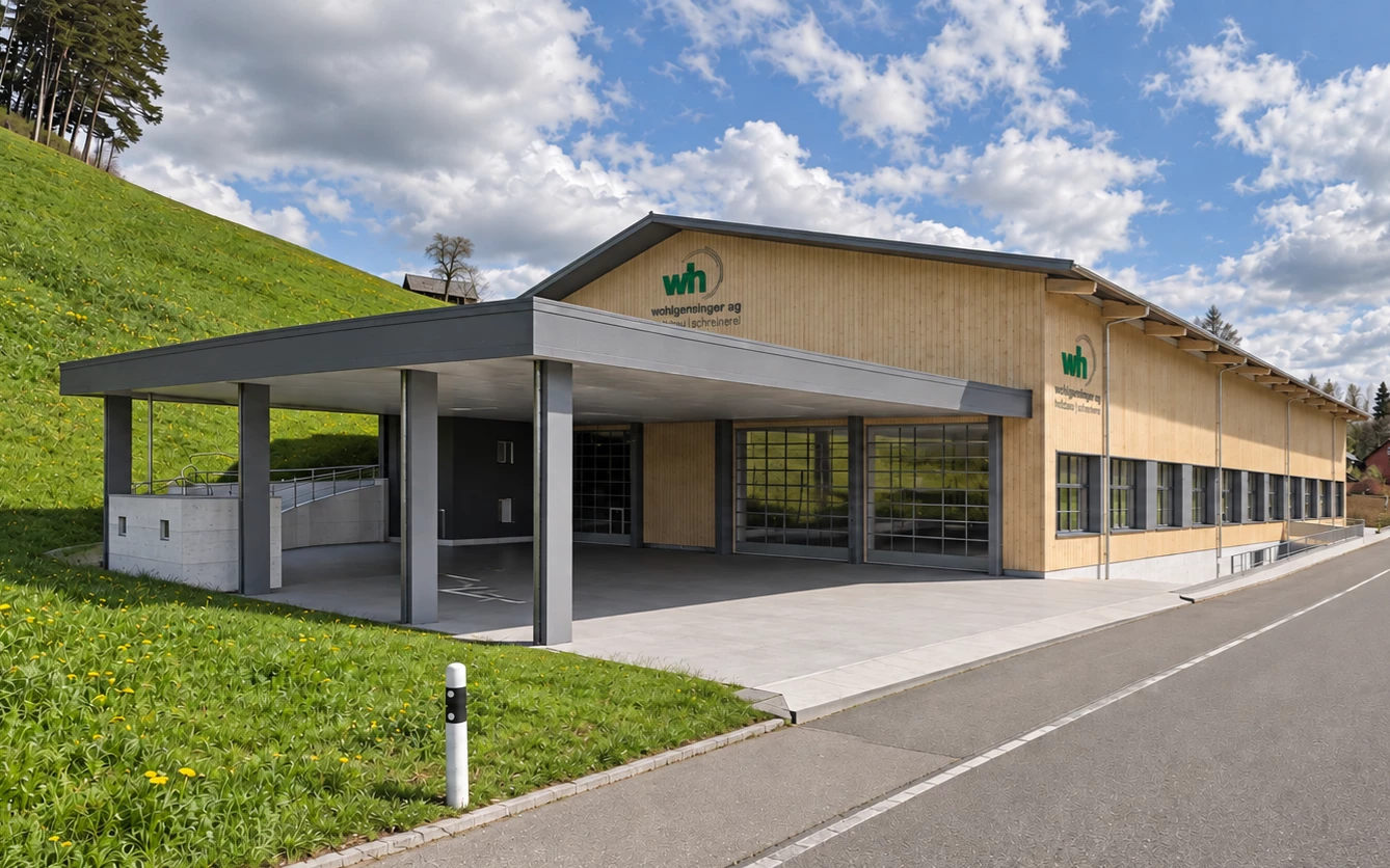 Visualisierung des neuen Werks Aufeld 1 Mosnang.