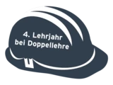 Blauer Helm Clipart mit 4. Lehrjahr bei Doppellehre Aufschrift