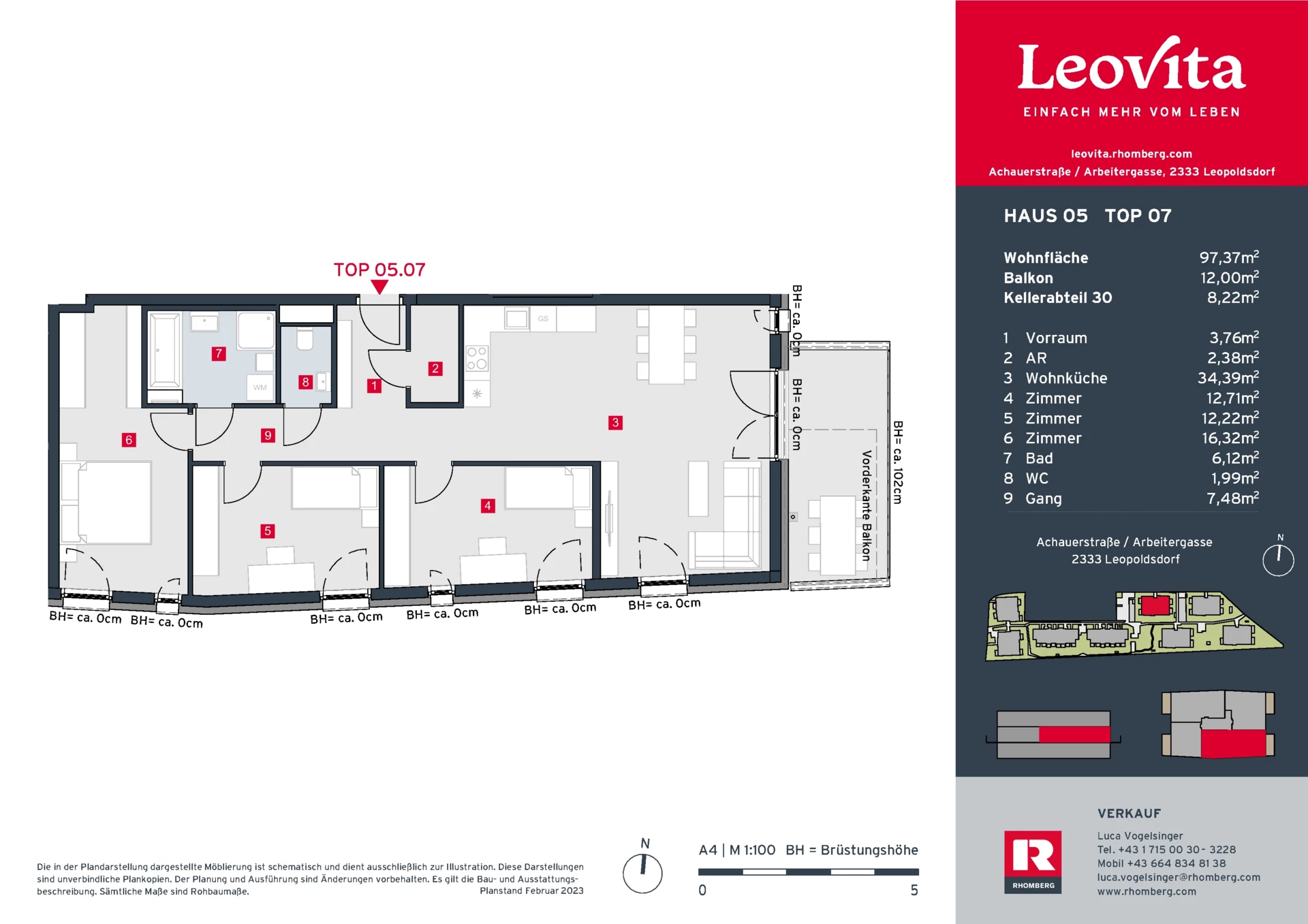 Wohnungsplan Haus 5 Top 7