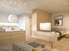Rossmähder Wohnzimmer aus Holz mit Bett, Couch und Kommode 2