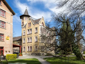 Benger Areal Aussenansicht mit Baum und Wiese