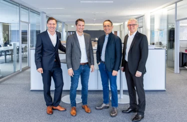 The new management team of Rhomberg Bau Holding with Christoph Lienhart, Tobias Vonach, Hubert Rhomberg, and Matthias Moosbrugger. Photo Credit: Rhomberg Bau