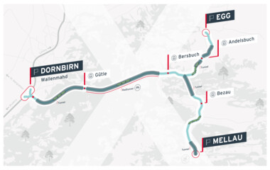 Mit dem „Wälderexpress“ schrumpft die Fahrtzeit von Dornbirn auf weniger als 30 Minuten. Und umwelt- und ressourcenschonender wird’s auch.
Quelle: Rhomberg Gruppe
Mit dem „Wälderexpress“ schrumpft die Fahrtzeit von Dornbirn auf weniger als 30 Minuten. Und umwelt- und ressourcenschonender wird’s auch.
Quelle: Rhomberg Gruppe