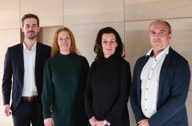 Lenken die Geschicke der Rhomberg Bau Wien (v. l. n. r.): Simon Battlogg, Anja Forster, Irene Weidmann, Jürgen Kainz.
