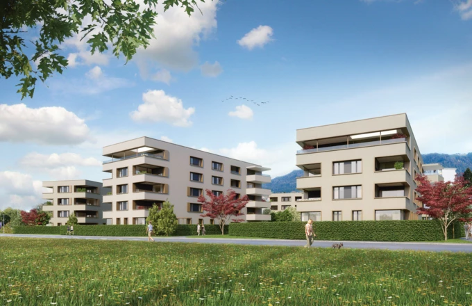 Das Bäumlequartier bietet autofreien Wohngenuss in Seenähe.