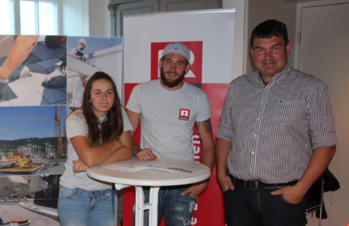 Selina Fussenegger (Lehrling), Benjamin Fussenegger (Polier) sowie Simon Aberer (Bauleiter) vertraten Rhomberg bei der Lehrlingsbörse.