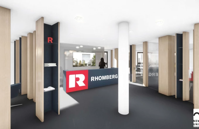 Hier kommt man gerne an: Offen, einladend und klimafreundlich durch Holz – so präsentiert sich die WELCOME AREA.