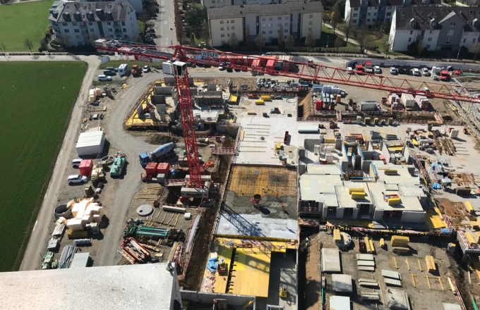 Vogelperspektive auf Grossbaustelle "neumatt-stein" in Stein, Aargau.