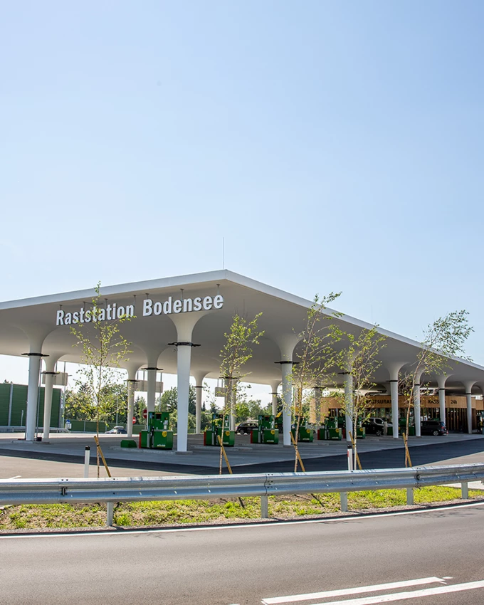 Die fertiggestellte Raststation Bodensee Hörbranz.