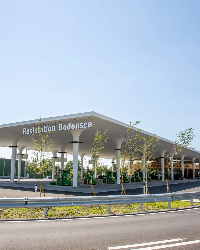 Die fertiggestellte Raststation Bodensee Hörbranz.