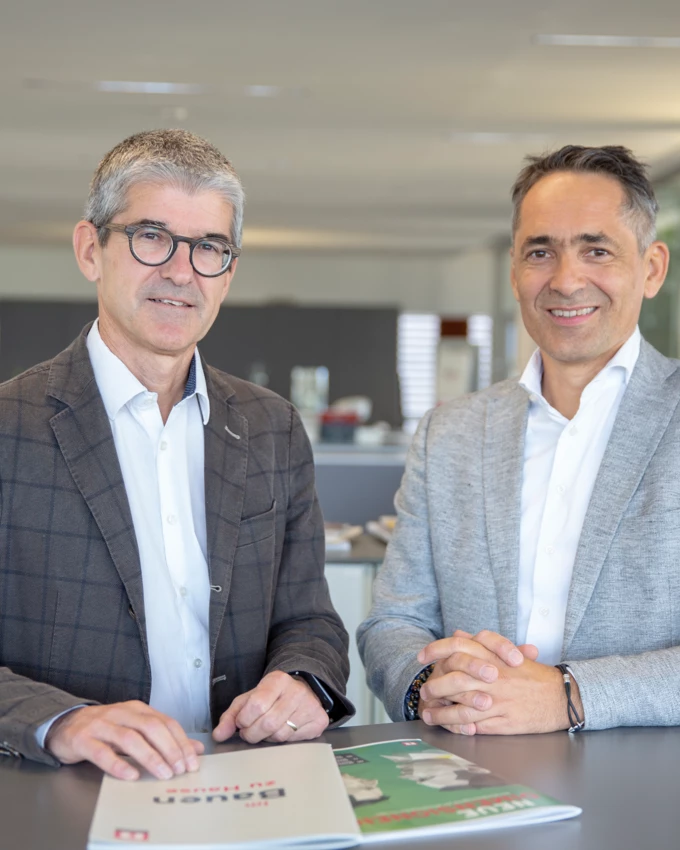 Mag. Ernst Thurnher, CFO Rhomberg Holding und CEO der Geschäftsleitung Rhomberg Bau, und DI Hubert Rhomberg, CEO Rhomberg Holding