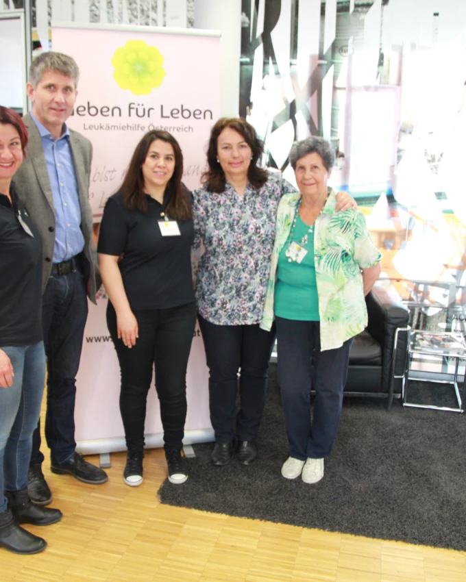 Das Team rund um die Typisierungsaktion (v. l.): Susanne Marosch (GfL), Martin Summer, Selen Düz (GfL), Dr. Agnes Thurnher, Herlinde Marosch (GfL)