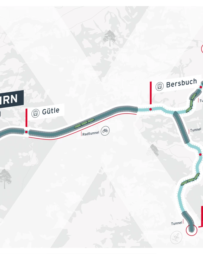 Mit dem „Wälderexpress“ schrumpft die Fahrtzeit von Dornbirn auf weniger als 30 Minuten. Und umwelt- und ressourcenschonender wird’s auch.
Quelle: Rhomberg Gruppe
