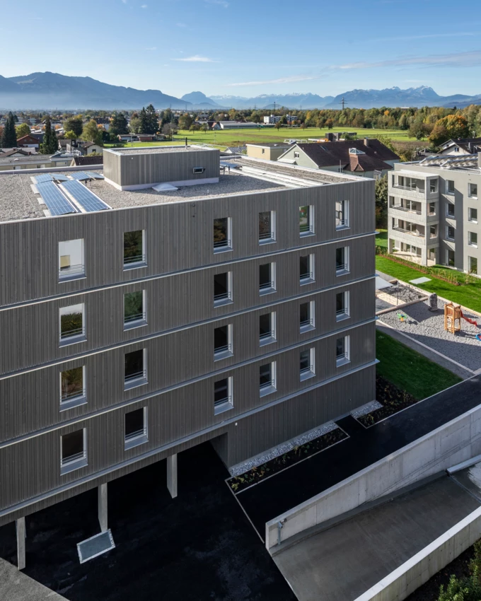 Bringt den leistbaren Wohnbau im Ländle voran: das Innovationsprojekt Wolfurt, Lerchenstraße. 
Bild: Weissengruber
