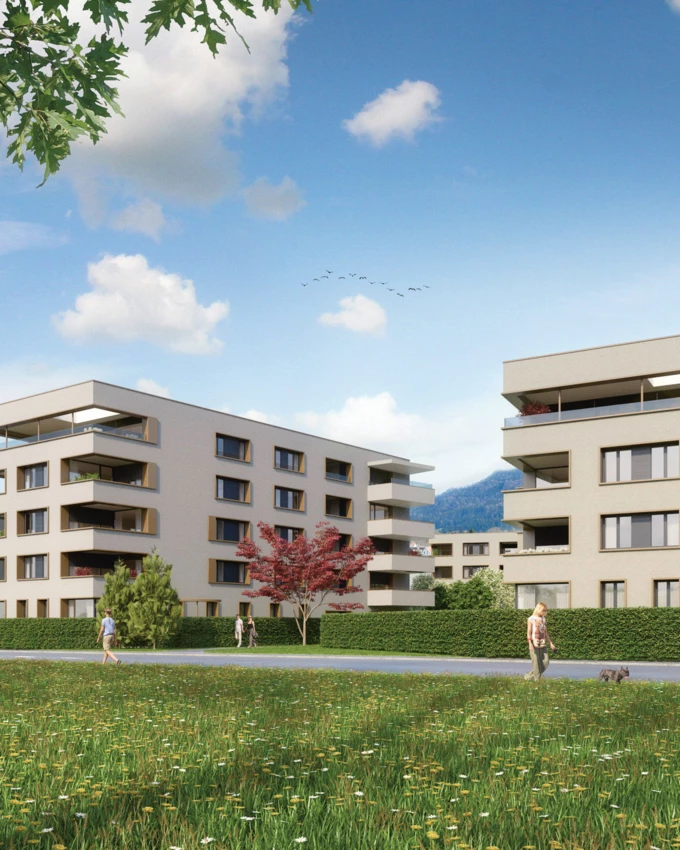 Das Bäumlequartier bietet autofreien Wohngenuss in Seenähe.