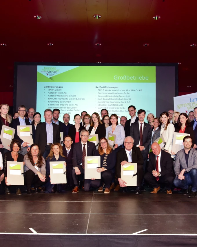 More than 100 businesses received the “family-friendly business“ award  from the Land Vorarlberg (Phot credit: Land Vorarlberg/Micheli)