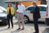 PA WA Wuhrbaumweg, Bregenz - Baustellenhock Freuten sich über das gute Gelingen des Bauvorhabens: Stadträtin Ingrid Hopfner, Bürgermeister Dipl.-Ing. Markus Linhart und Ing. Wilhelm Muzyczyn, Geschäftsführer der Alpenländischen (v. l. n. r.).