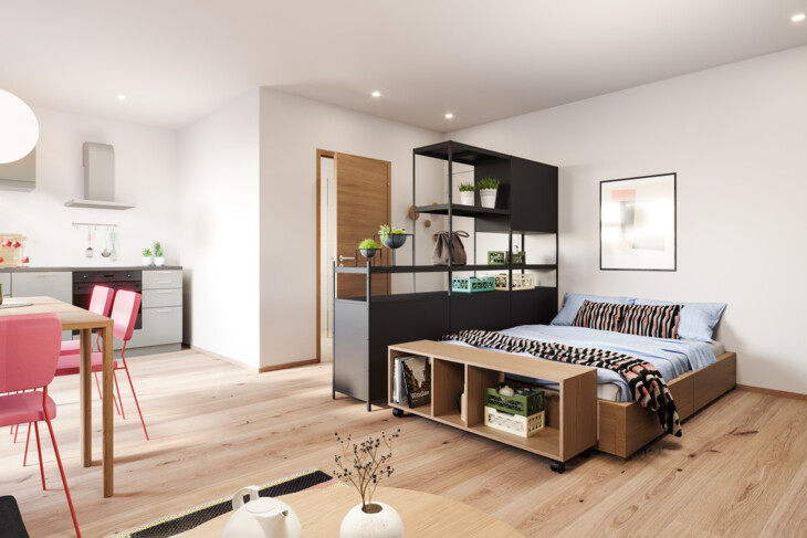 Wohnung mit Bett, Schrank und Küche David Wohnung mit Bett, Schrank und Küche David