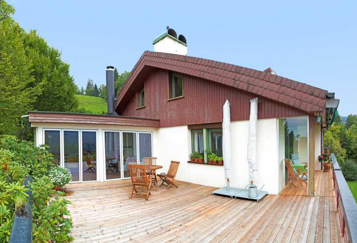 Hochbau Bauservice Terrasse Rhomberg Bau Aussenansicht Hochbau Bauservice Terrasse Rhomberg Bau Aussenansicht