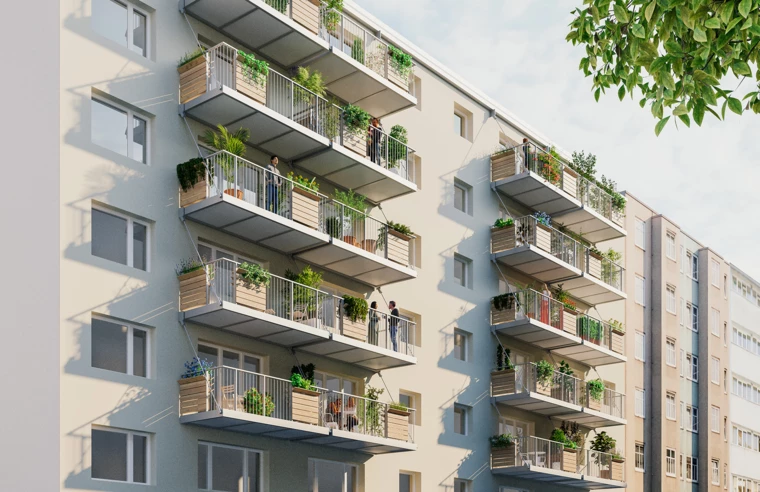 Sorgen für Nahrung, persönliche Gartenerlebnisse, eine Verbesserung des Mikroklimas und eine angenehme Umgebung: “ESSBAR”-Balkone von Rhomberg Bau Wien, Sozialbau AG, Herbios – Vertikalgarten GmbH, WoodRocks Bau GmbH, Donau-Universität Krems, Universität für Bodenkultur Wien, greenpass GmbH, Grünstattgrau – Forschungs- und Innovations GmbH und Geoplast – Kunststofftechnik GmbH. Bild: joyjoy Studio