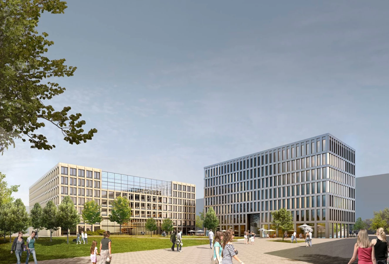 Am Berliner Südkreuz entsteht ein völlig neuer Stadtplatz mit Büro- und Geschäftsgebäuden in innovativer Holz-Hybridbauweise.