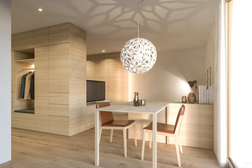 Rossmähder Wohnzimmer aus Holz mit Tisch, Stühlen und Garderobe 2
