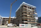 Wird zukünftig 78 Mietparteien leistbares Wohnen in Bregenz ermöglichen: die neue Wohnanlage von VOGEWOSI und Generalunternehmen Rhomberg Bau in der Holzackergasse. Bildquelle: Rhomberg Bau