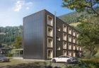 So wird die Energieversorgung später aussehen: Visualisierung der Architektur-PV am Mitarbeiterwohnhaus der Silvretta Montafon.