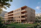 BWS-Gruppe realisiert erstmals in Vorarlberg einen Neubau mit Rhomberg Bau – drei Baukörper in Holz-Hybridbauweise schaffen leistbaren Wohnraum. Bildquelle: Rhomberg Bau. Bild 2 mit Hilfe von KI generiert.