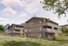 Am Fuß des Grünten entsteht eine hochwertiges Wohnensemble, bei dem die Rhomberg Sohm GmbH als Entwicklerin und Generalunternehmen Allgäuer Holzbaukunst mit moderner Architektur verbindet. Foto: Rhomberg Sohm